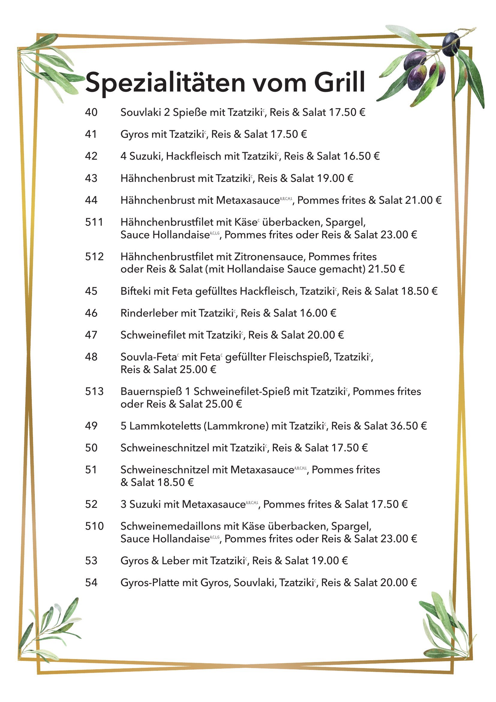 Speisekarte — Vom Grill